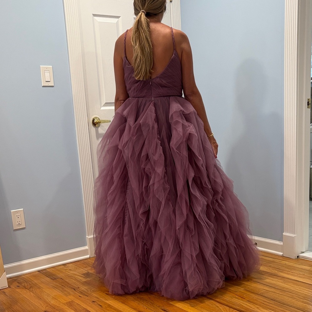 Nicole Miller Plum Ruffled Prom Dress - Picture 3 of 4